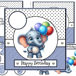 Elephant With Balloons Birthday Card