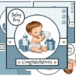 A New Baby Boy 7 x 7 Decoupage Card