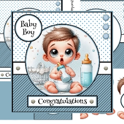 A New Baby Boy 7 x 7 Decoupage Card