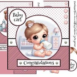 A New Baby Girl 7 x 7 Decoupage Card