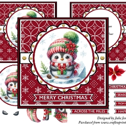 Penguin on ice  Decoupage Christmas Card