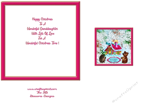 Christmas Granddaughter insert and small topper aprox 7x7inches