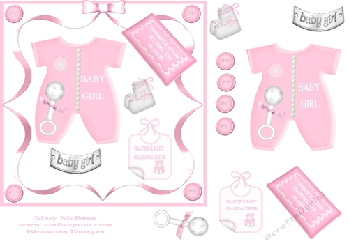 Pink new baby girl Grandma and Grandad