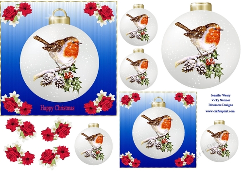Bauble Robin Happy Christmas 