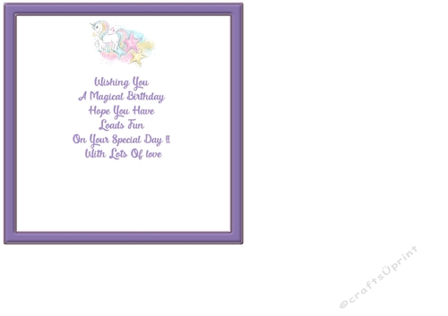 A unicorn insert to fit 7x7 inch or 8x8 inch card