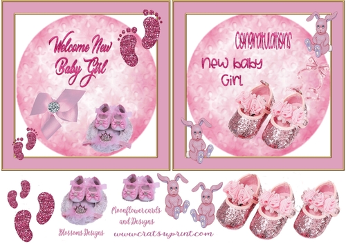 2 baby girl toppers with decupage