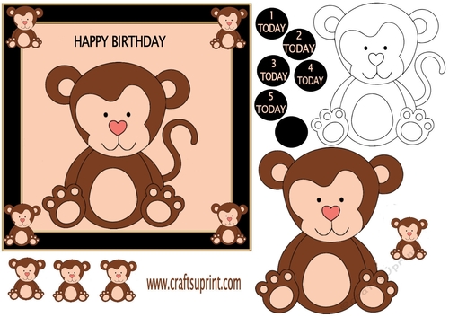 Animal birthday Design approx 7inches x 7inches