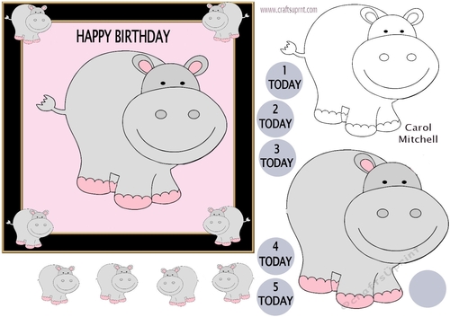 Animal birthday Design approx 7inches x 7inches