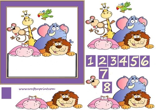 Animal birthday zoo Design approx 7inches x 7inches 