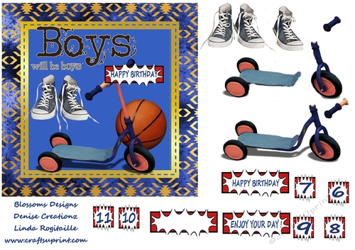 Boys will be boys approx 7x7inches 2