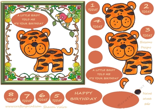 Tigar birthday 1 to 8 plus blank tags
