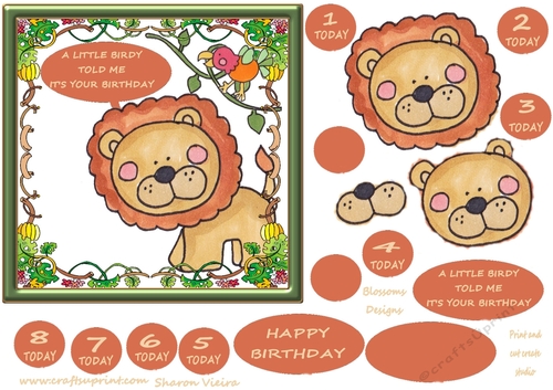 Lion birthday 1 to 8 plus blank tags