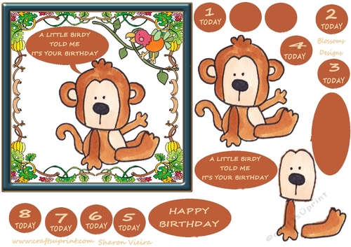Monkey birthday 1 to 8 plus blank tags