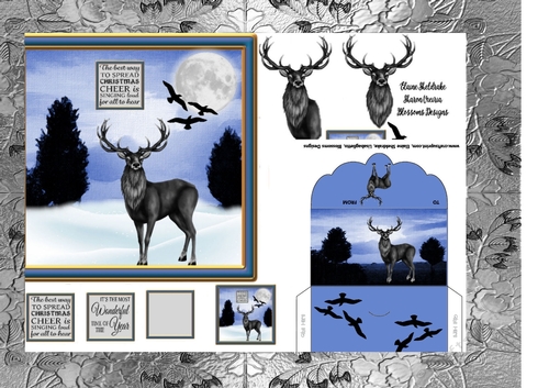 A Christmas deer wallet and step by step sheet