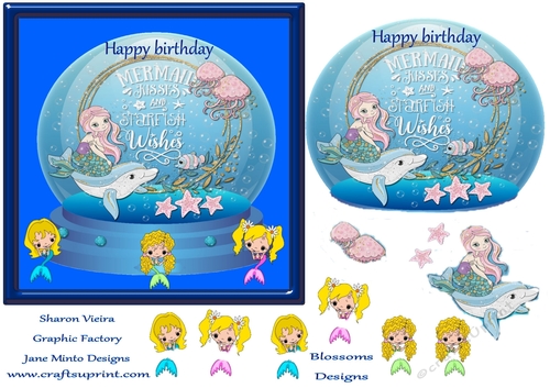 A lovely Mermaid Birthday card design