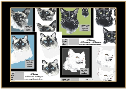 set of 4 cats birthday
