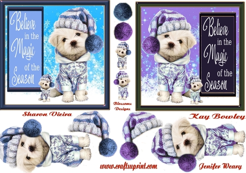 Christmas puppies toppers size approx. 5inches by 5inches 
