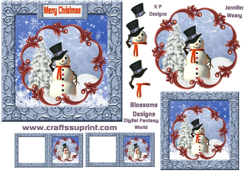 A lovely snowman design with matching tags 