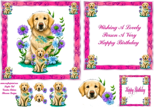 Labrador birthday card, insert and tag