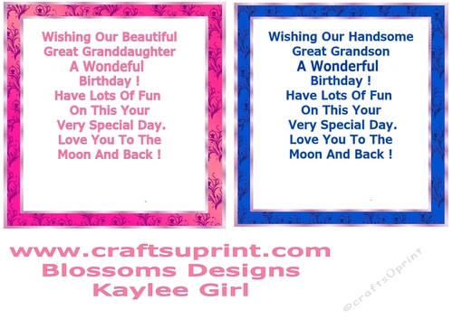 Great Granddaughter and a Great Grandson inserts