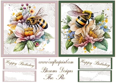 A Beautiful Bee sheet  Design with greeting tags