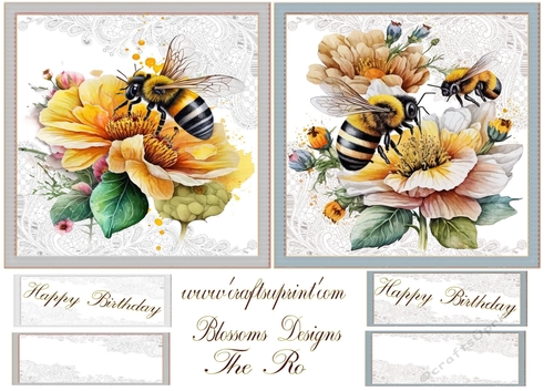 A Beautiful Bee sheet  Design with greeting tags