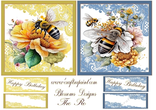 A Beautiful Bee sheet  Design with greeting tags