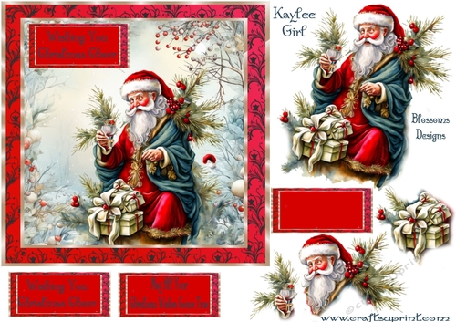 Vintage Christmas Cheer 1  approx 7 x  7
