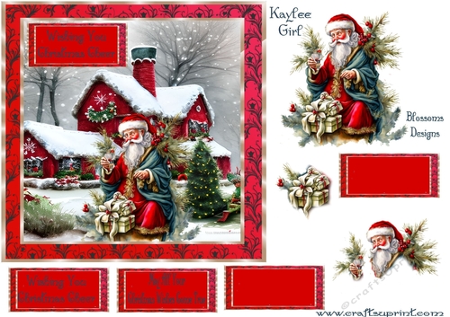 Vintage Christmas Cheer 2  approx 7 x  7