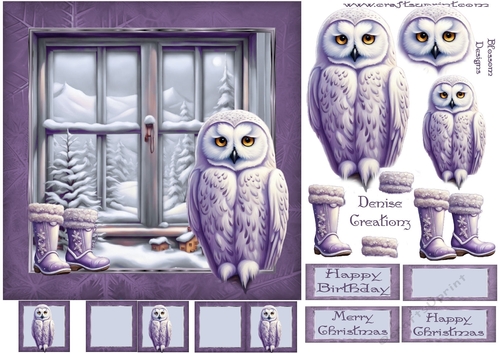 Purple Christmas / Birthday 2 ( owl)