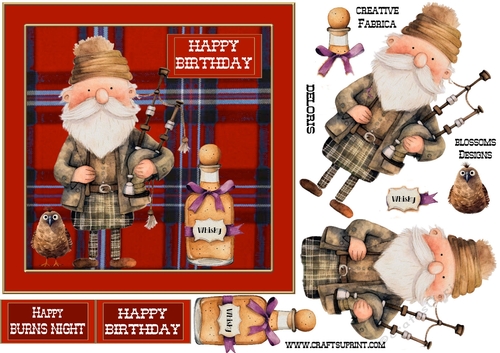 Birthday or burns night red approx 7 x 7 