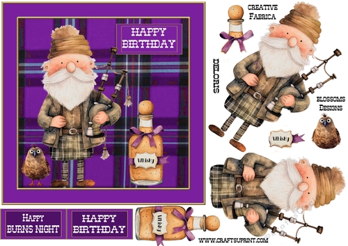 Birthday or burns night purple approx 7 x 7 