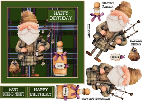 Birthday or burns night green approx 7 x 7 