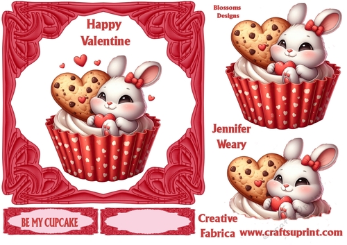 Be my cup cake valentine card design 7x7