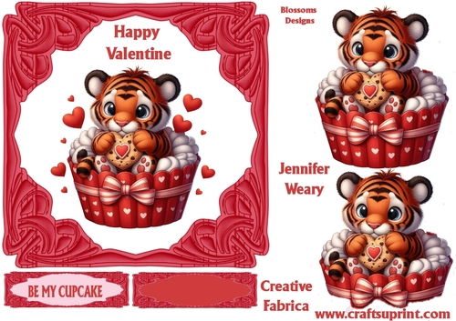 Be my cup cake valentine card design 7x7