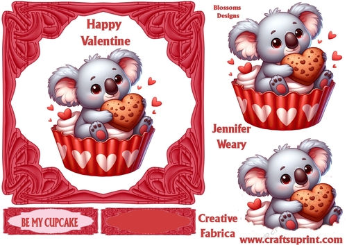 Be my cup cake valentine card design 7x7 3