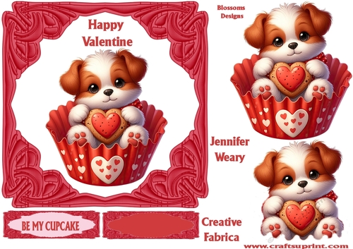 Be my cup cake valentine card design 7x7   