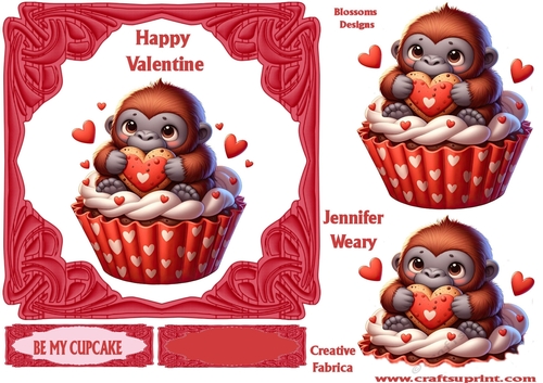 Be my cup cake valentine card design 7x7   