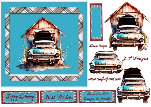 Vintage car design 7 x 7  2