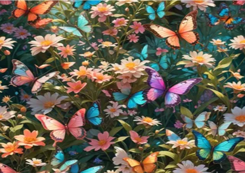 floral and butterflies  backing paper 5
