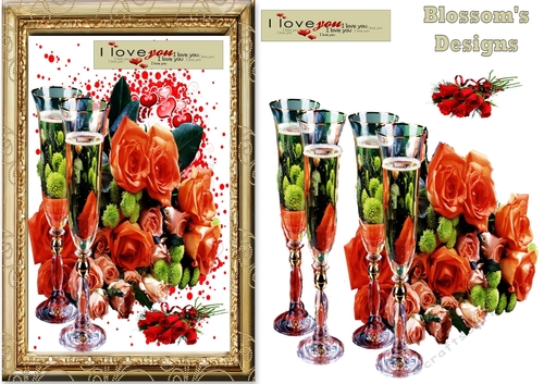 Champagne and Floweres Anniversary or Valentine 