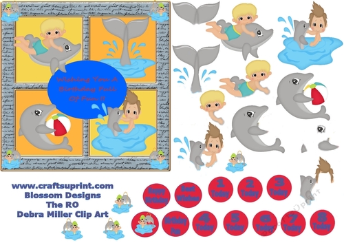 Dolphin age Birthday 1 to 8 card
