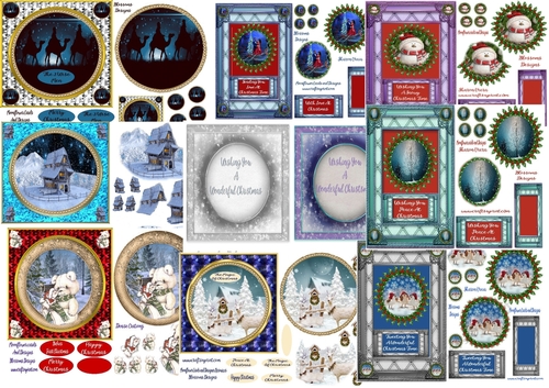 A selection of 8 Christmas designs and bonus sheet with 2 inserts
