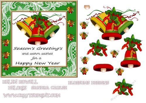 Christmas bells with green frame