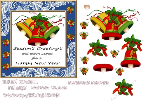 Christmas bells dark blue frame