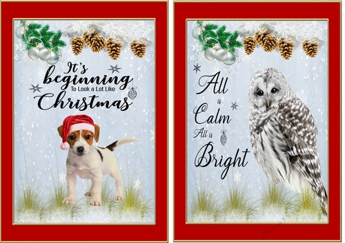 Puppy and owl Christmas