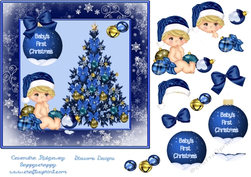  baby blue first chistmas approx 7x7