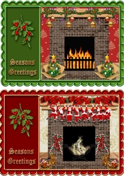 2 Lovely fireplace  Christmas card toppers