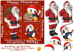 Santa Christmas penguins aprox 7x7inches
