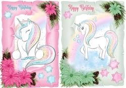 2 cute unicorn birthday toppers